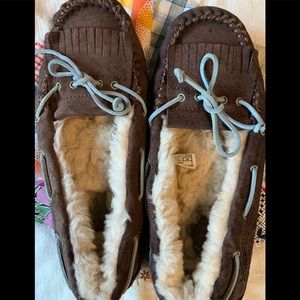 Uggs hard soles slippers with sheepskin interior